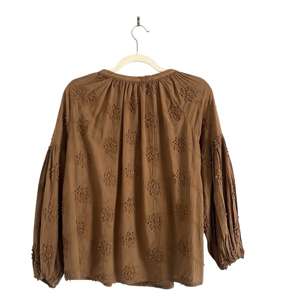 Driftwood Peasant blouse with tassel brown size Small boho chic festival Western - Picture 4 of 9